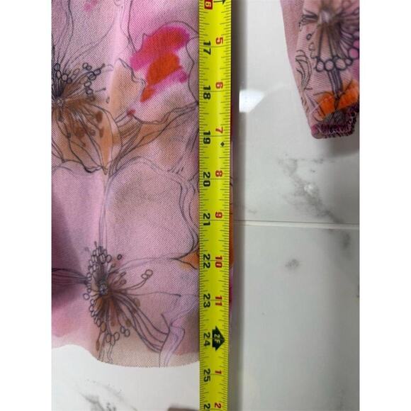 Daisy & Clover Women's Floral Mesh V-Neck Blouse sz M Multicolor 3/4 Sleeve Y2K - Picture 7 of 7